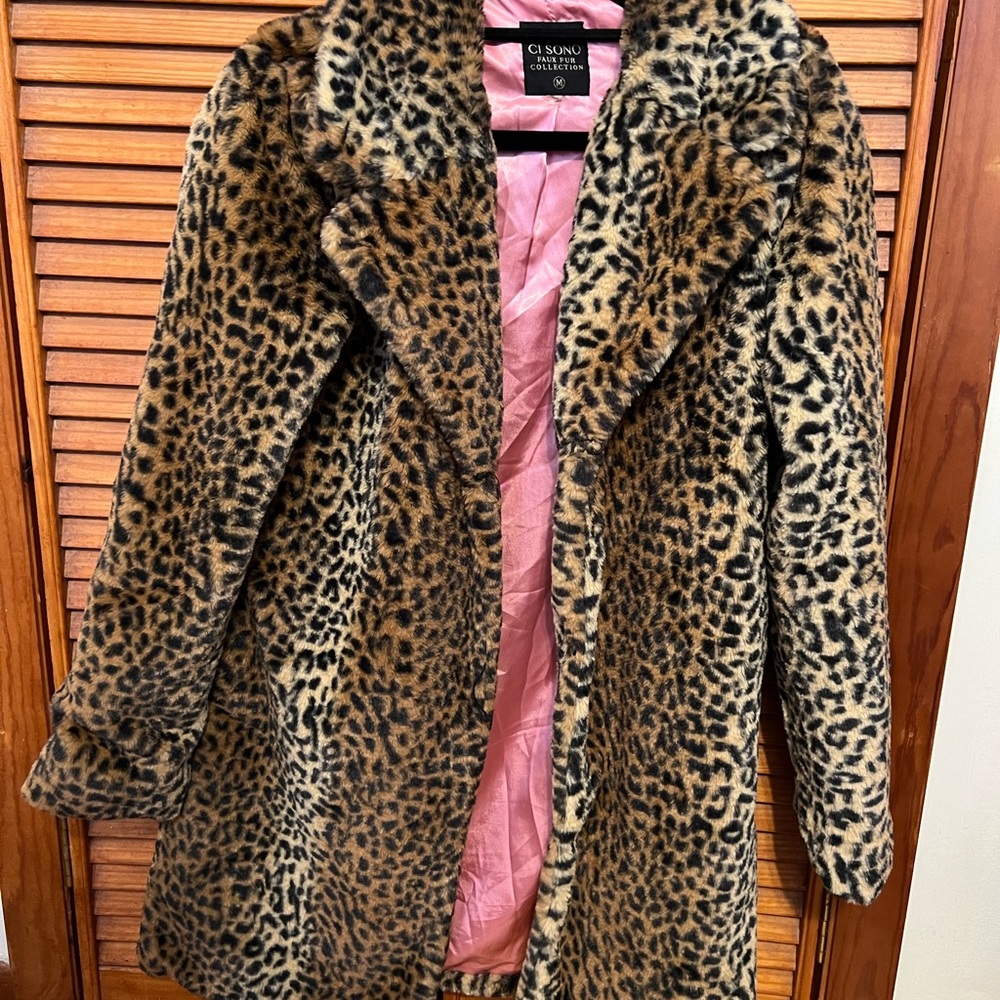 Cheetah leopard faux fur jacket